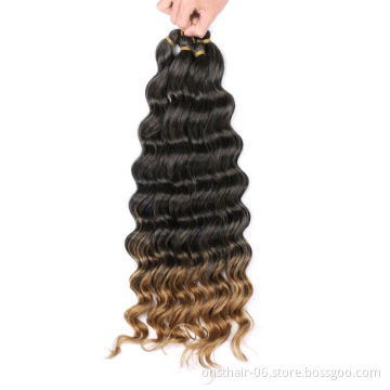 MYZYR Crochet Braids Deep Wave Twist Braiding Hair Extension Synthetic Bulk Hair Soft Ombre Color Brown Blonde